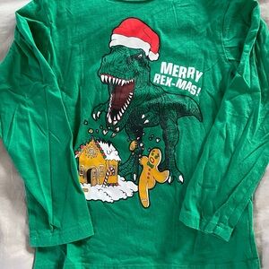 Place Green Merry Rex-Mas Dinosaur Long Sleeve Tee